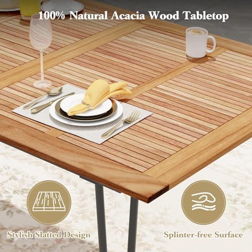 Tangkula 86.5" Large Patio Dining Table for 8, Acacia Wood 8-Person Dini...