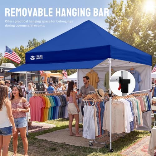 CROWN SHADES 10x10 Pop Up Canopy Tent with Canopy Awning&4 Sidewalls, Blue