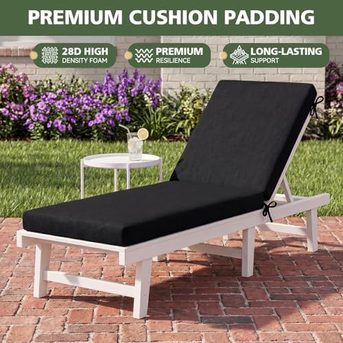 Aoxun Outdoor Chaise Lounge Cushion Set of 2, Waterproof Fade Resistant Patio...