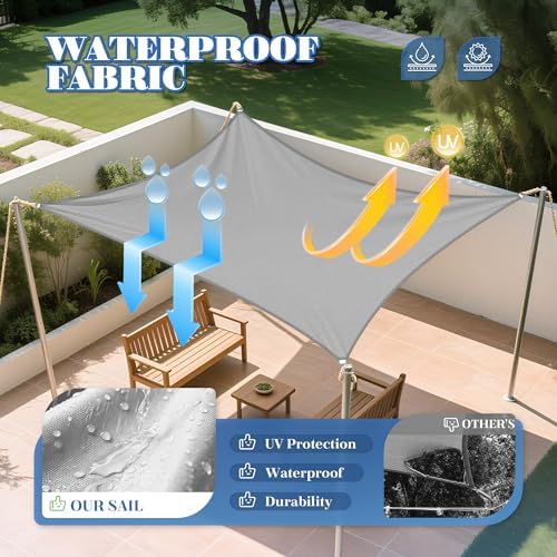 ECOOPTS 10'x15' Waterproof Sun Shade Sail Rectangle Canopy Cover UV B...