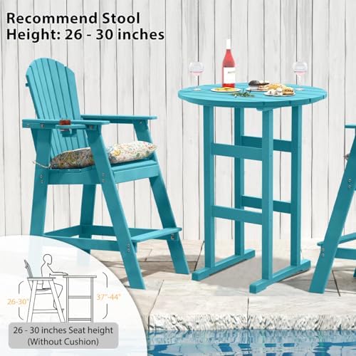 Sundale Outdoor Adirondack Round Bar Table, 39” Height Patio Pub Deck Table