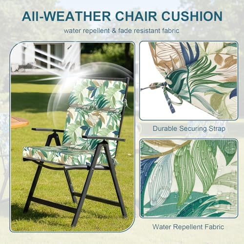 DYTXIII Outdoor High Back Chair Cushions Set of 2, 44"x22" Water Re...