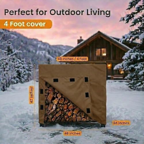 Firewood Log Rack Cover 8 foot - Heavy Duty - Brown (Brown, 4 Feet)