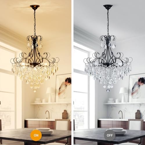 WUZUPS Crystal Chandelier 10-Light Pendant Ceiling Light Modern Lighting Fixt...