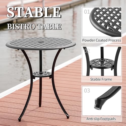 3 Piece Patio Bistro Set with Cushions, Outdoor Bistro Table and Chairs Set o...