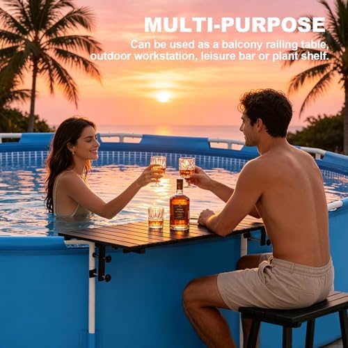44''x16'' Foldable Swim Up Pool Bar Table for Above Ground Pools