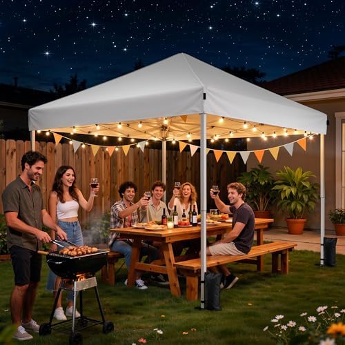 Driftalia 10x10 Pop Up Canopy Tent One-Push Center Lock, Portable Shelter