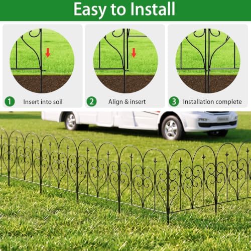 Thealyn Garden Fence 32" x 10ft, 5 Panels, No Digging Metal Barrier