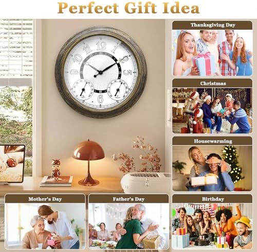 Pytha Sight 15 Inch Metal Illuminated Outdoor Clocks for Patio Waterproof