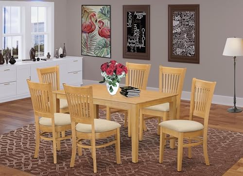 East West Furniture CAVA7-OAK-C 7 Piece Dining Table Set Consist of a Rectang...