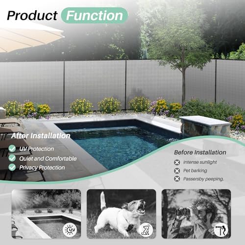 SunnyRoyal 6' x 24' Privacy Fence Screen Panel with Iron Poles Freest...