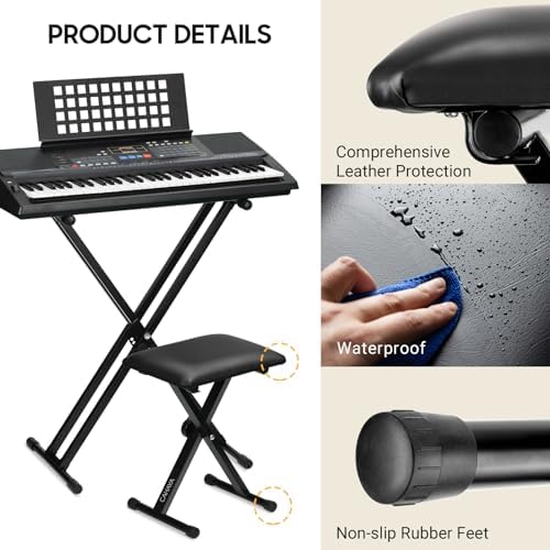 CAHAYA Keyboard Bench X-Style Height Adjustable 16.3-19.6in Padded Cushion Pi...