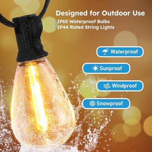 GvvooHome LED Outdoor String Lights, 200FT Waterproof Patio Lights with 62 Sh...