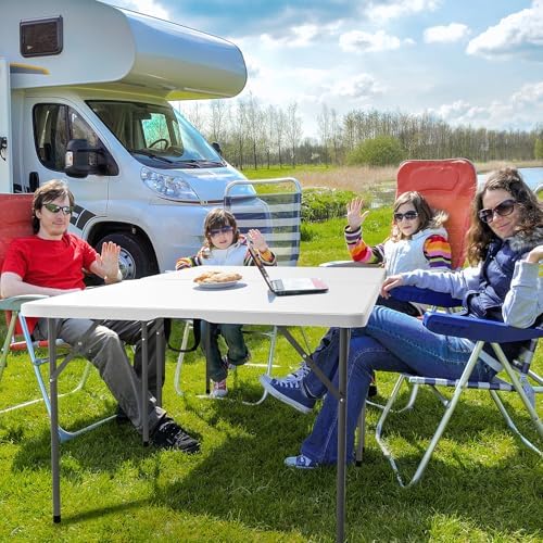 VINGLI 42" Fold in Half Square Table, Bi-Folding Commercial Portable Pla...