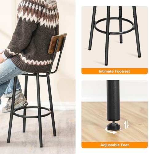 HOOBRO 3 Pieces Round Bar Height Table and Chairs Set, Round Dining Table Set...