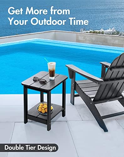 Tikea, Black Adirondack Outdoor Side Table, 16.7'' x 12.6'' x...