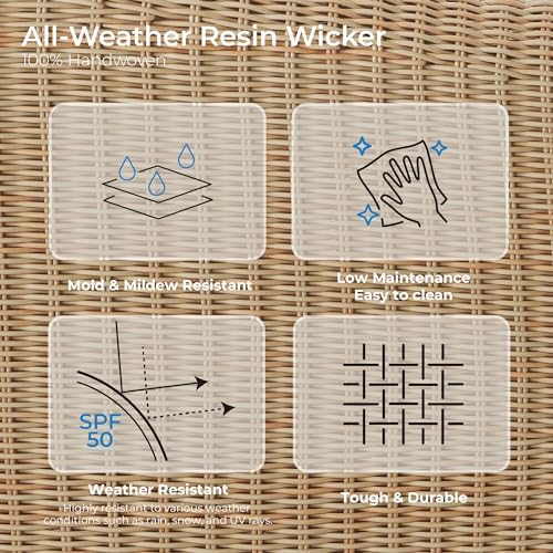 CHITA 3-Pieces Patio Wicker Bistro Set, Outdoor Furniture Set, Brown