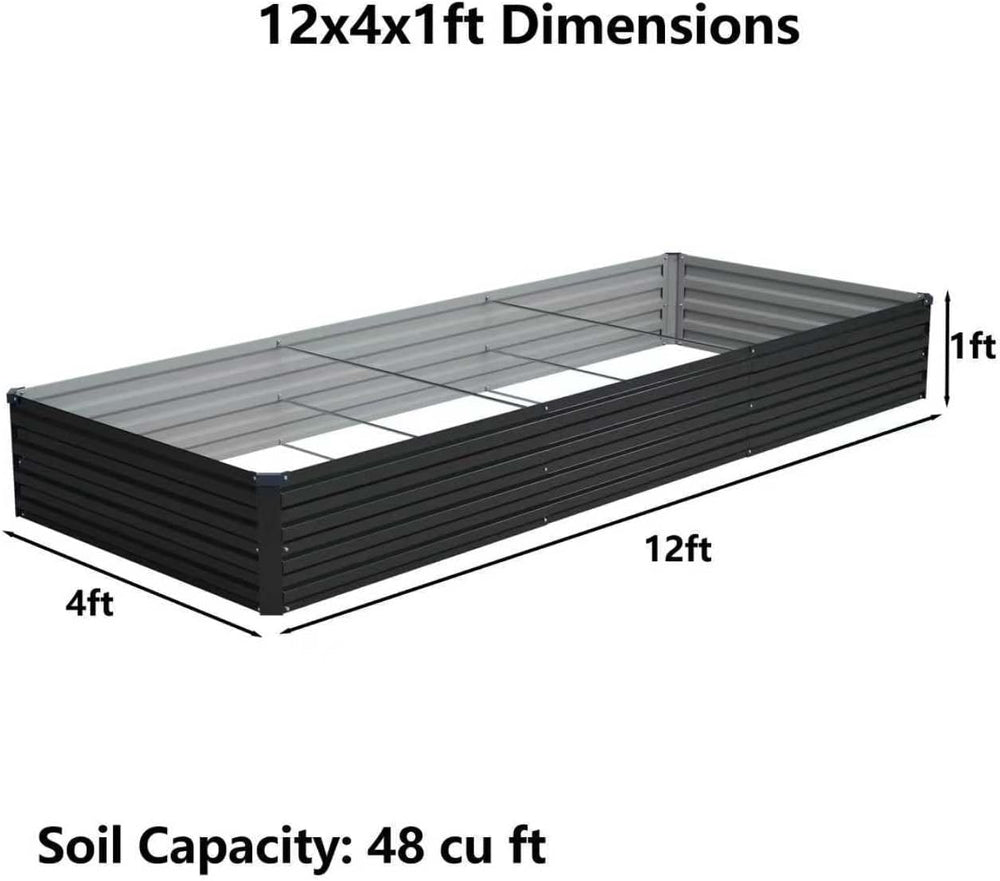 Foxlang 12x4x1ft(2 Pack) Galvanized Raised Garden Bed,Outdoor Planter Box Met...