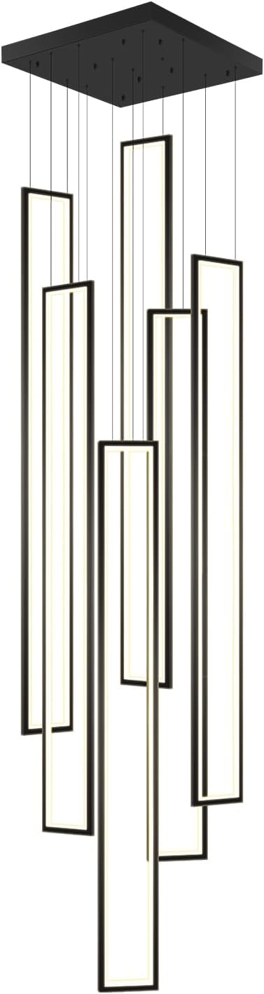 Flashing God Modern Led Chandelier,Black Chandeliers with 6 Ring for Foyer,La...