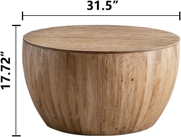 31.5'' Round Wood Coffee Table with Storage for Living Room, Modern R...