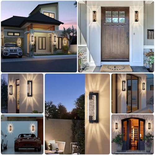 camuucci Dusk to Dawn Outdoor Wall Light, Sparkling Glow Porch Sconce