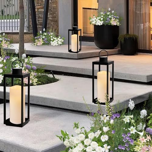 NURADA Large Outdoor Flameless Candles 6" 8" 10" x 5" - W...