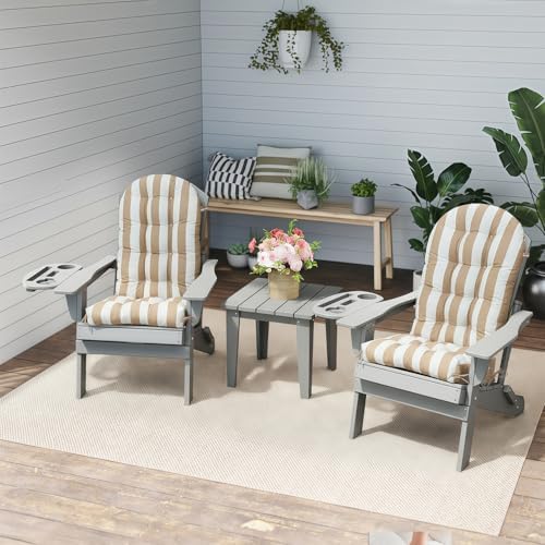 NAVINE Outdoor Adirondack Chair Cushion Set of 4, Patio Chair, Stripe Khaki