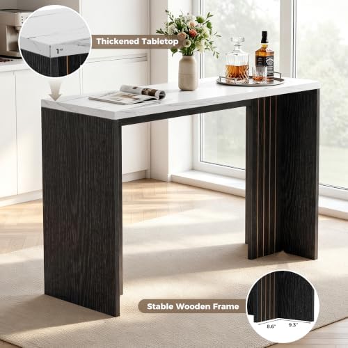Miereirl 55" Bar Table, Marble Bar Height Table, 36.4" High Pub Tab...
