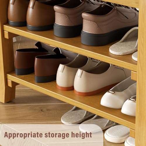 Shoe Rack Bench Mid Century Modern 2-Tier Shoe Rack Organizer for Entryway Ha...
