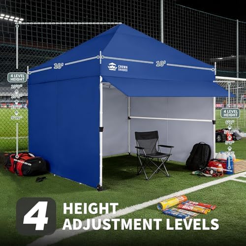 CROWN SHADES 10x10 Pop Up Canopy Tent with Canopy Awning&4 Sidewalls, Blue