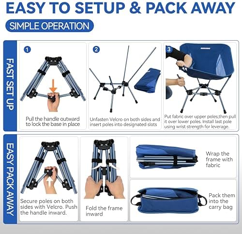MARCHWAY Lightweight Folding Camping Chair, Compact Stable, Holds 330 lbs