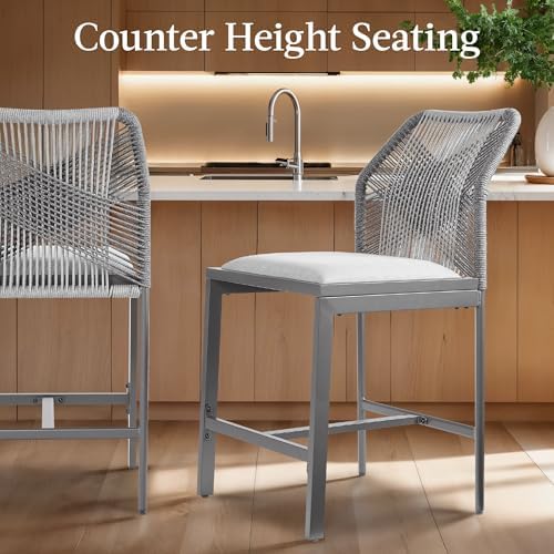 Best Choice Products Indoor Outdoor Counter Height Bar Stools Set of 2, Armle...