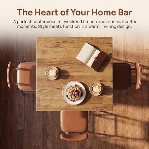 Tribesigns Square Bar Height Table, 39.4" H Counter Height Pub Table, Hi...