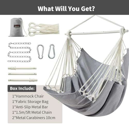 CHULIM XL Hammock Chair with Footrest, Steel Spreader Bar, 500 lb Capacity