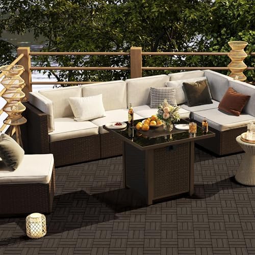 Yaheetech 54PCS Acacia Wood Deck Tiles Interlocking Patio Flooring,Black