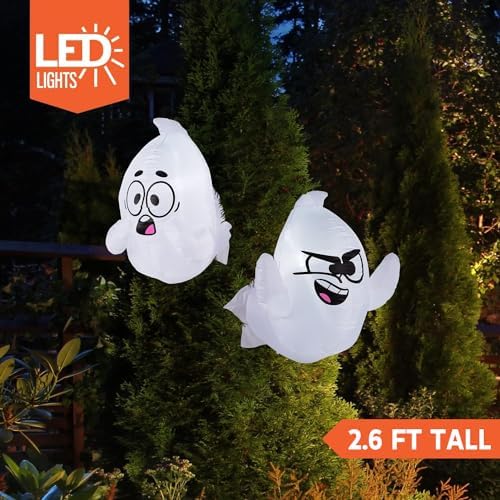 Joiedomi 2 Pack Halloween Inflatable Window Ghost with Build-in LED, 2.6 FT T...