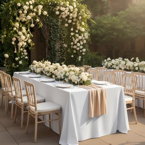 Fitable 6 Pack White Table Cloths 70x120 Inch for 6-8 Ft Rectangle Tables