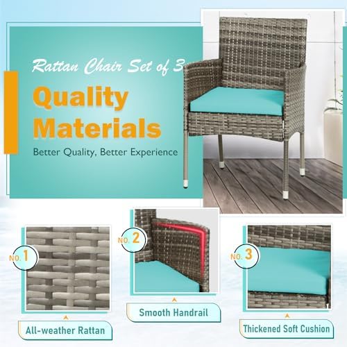 PayLessHere Set of 3 Outdoor Furniture Set Patio Furniture Set Gray Conversat...