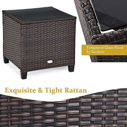 Tangkula 3 Pieces Patio Furniture Set, PE Rattan Wicker 3 Pcs Outdoor Sofa Se...