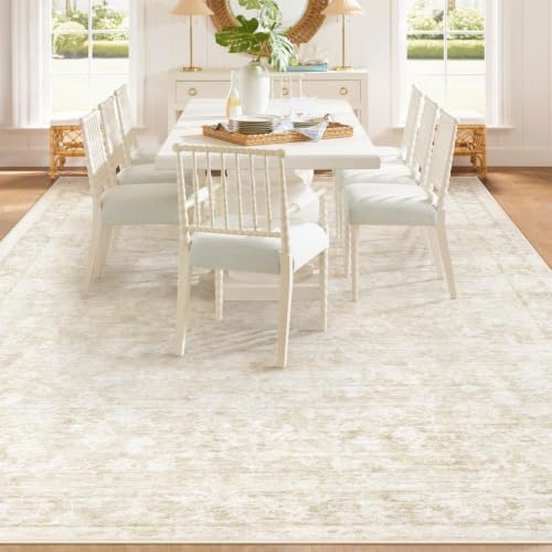 8x10 Area Rugs for Living Room: Washable Large Vintage Floral Rug Low Pile No...