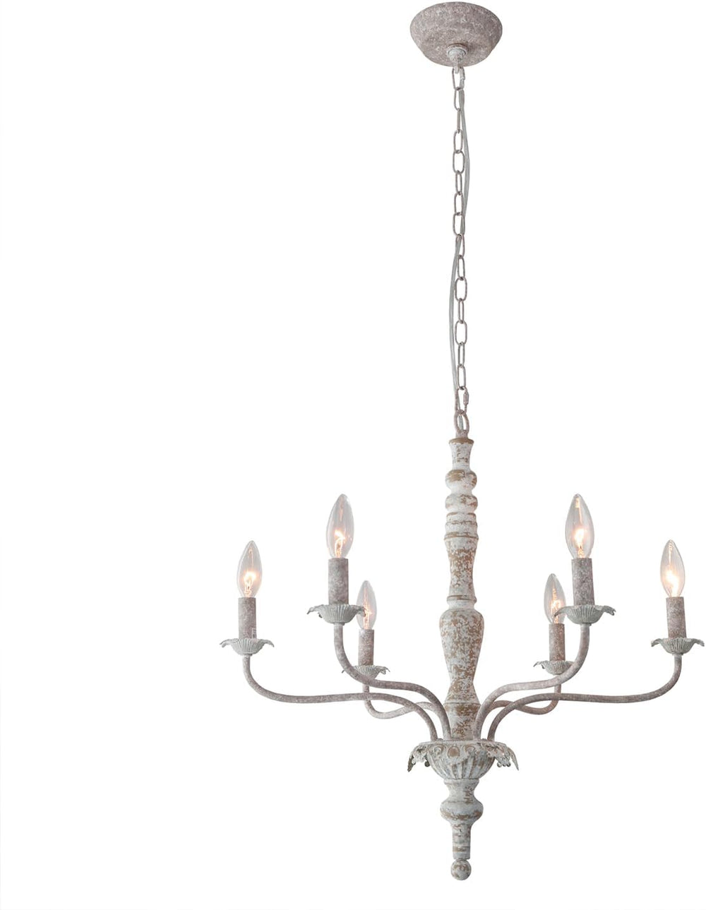 French Country Chandelier Farmhouse Distressed Wood for Dining Room