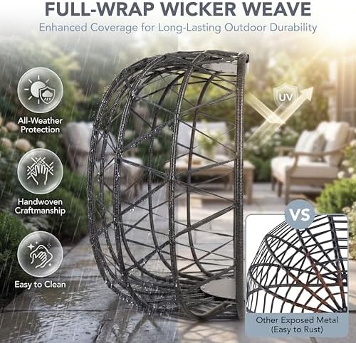 NICESOUL 2 Person Hanging Egg Chair Outdoor with Stand, Wide & Large Comf...