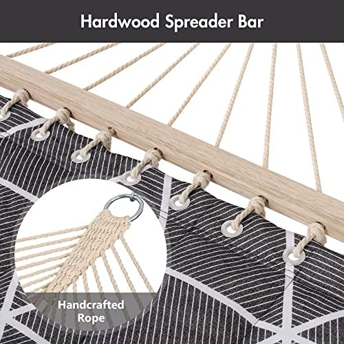 ANOW Double Quilted Hammock with Spreader Bars and Large Pillow, Gray Cube
