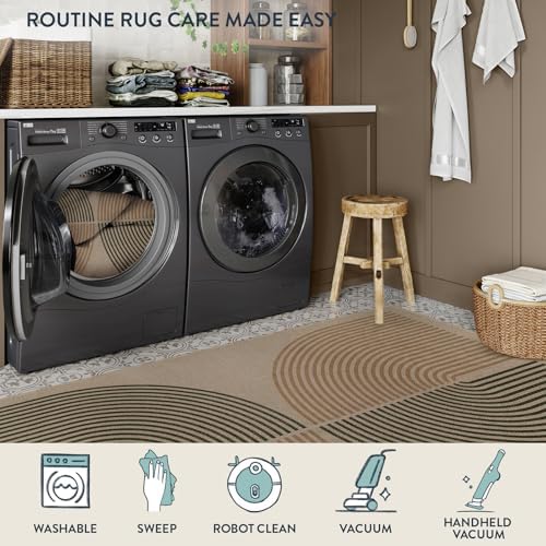 Lahome Enfys Modern Rainbow Easy Jute Rug, 2x8 Hallway Runner Washable Rugs f...
