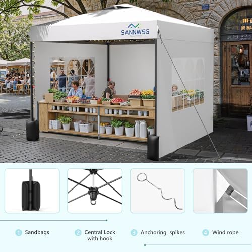 10X10 Pop Up Canopy Tent with 3 Sidewalls,Easy Up Canopy,Commercial Instant S...