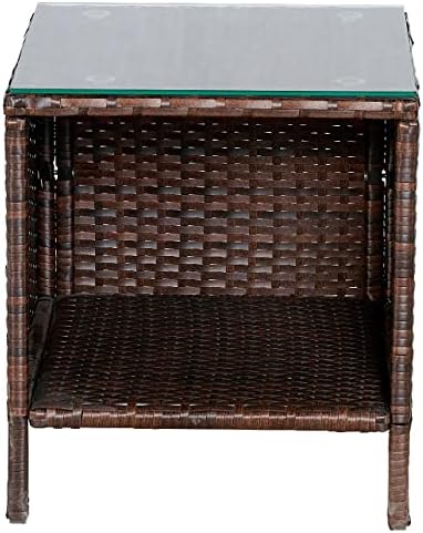BTEXPERT Outdoor Wicker Patio Conversation 3 Piece Bistro Set Garden Yard Por...