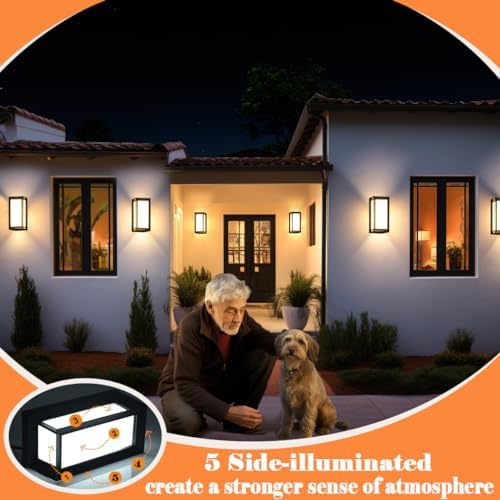 iYogaled 3CCT Outdoor Wall Lights, 12W IP65 Aluminum Porch Lights Outdoor