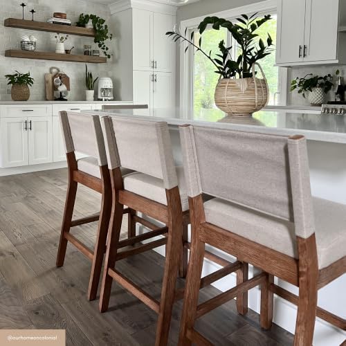 Nathan James Linus Modern Upholstered Counter Height Bar Stool with Back and ...