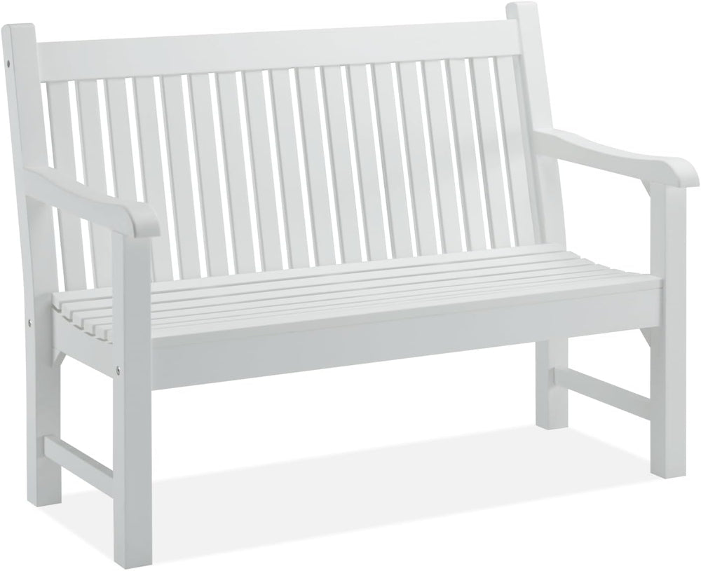 Psilvam 2-Person Outdoor Bench with 700 Lbs Weight Capacity, White