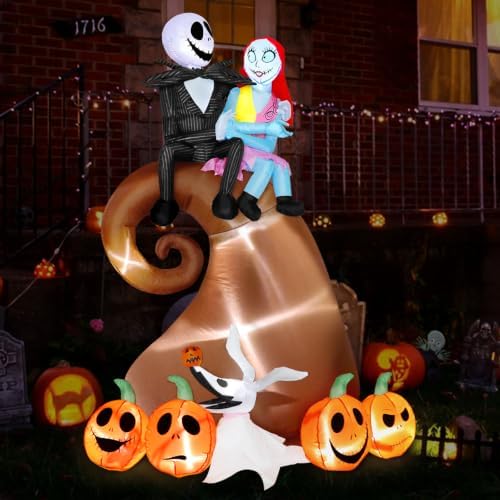 6FT Halloween Outdoor inflatables Decorations - Blow Up Hill Skeleton Couple ...
